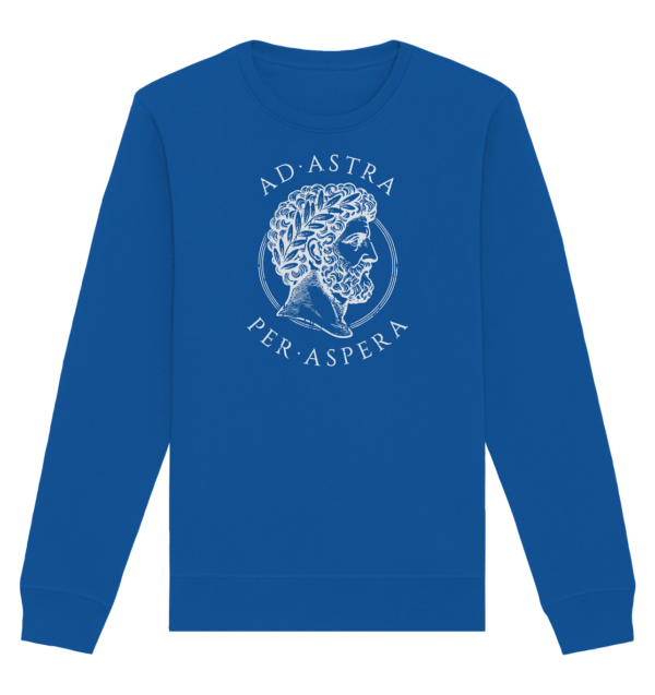 Ad Astra Per Aspera – Marcus Aurelius – White - Organic Basic Unisex Sweatshirt - Image 8