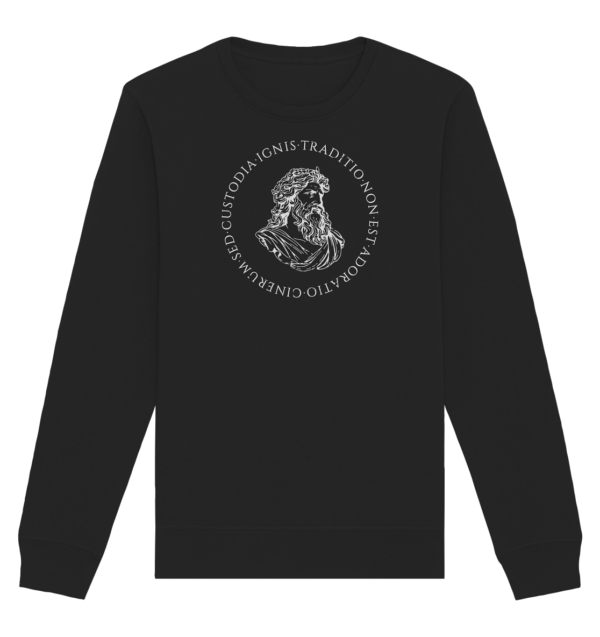 Tradition Is Not The Adoration of Ashes - Jupiter Bust - White  - Organic Basic Unisex Sweatshirt - Image 2