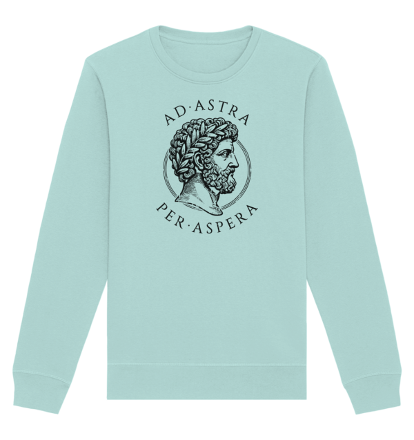 Ad Astra Per Aspera – Marcus Aurelius – Black - Organic Basic Unisex Sweatshirt - Image 2