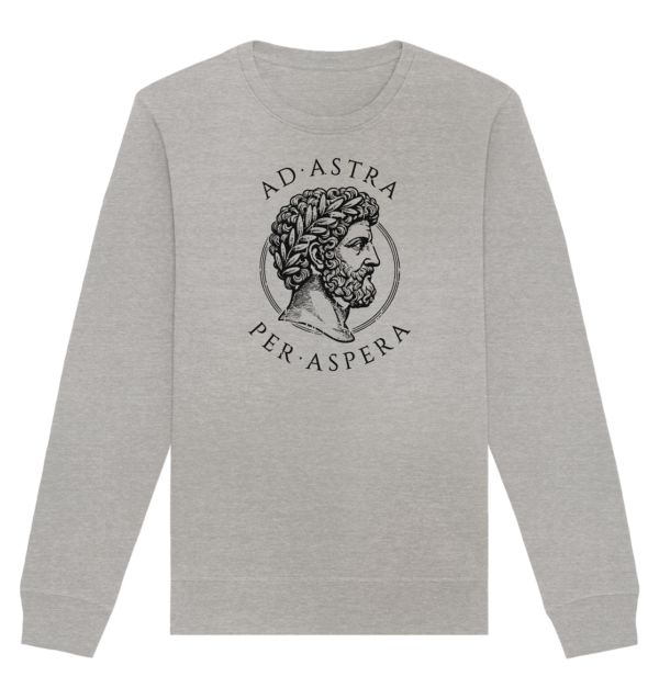 Ad Astra Per Aspera – Marcus Aurelius – Black - Organic Basic Unisex Sweatshirt - Image 4