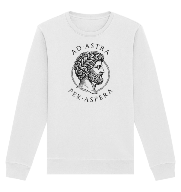 Ad Astra Per Aspera – Marcus Aurelius – Black - Organic Basic Unisex Sweatshirt - Image 6