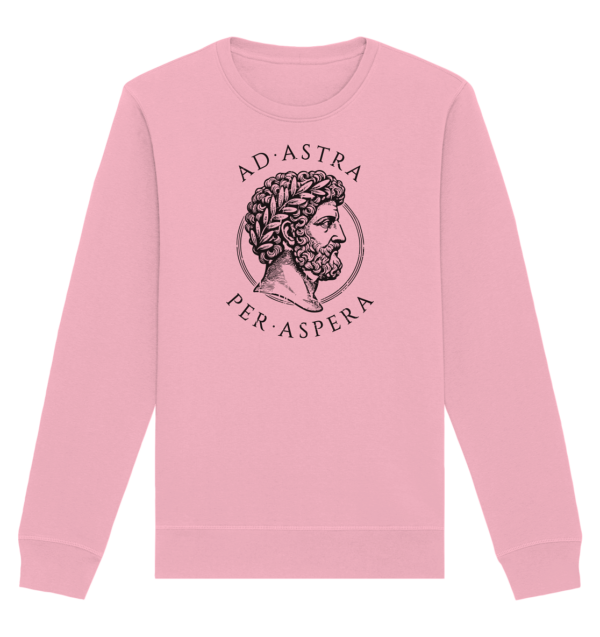 Ad Astra Per Aspera – Marcus Aurelius – Black - Organic Basic Unisex Sweatshirt - Image 3