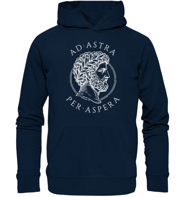 Ad Astra Per Aspera – Marcus Aurelius – White - Organic Hoodie - Image 4