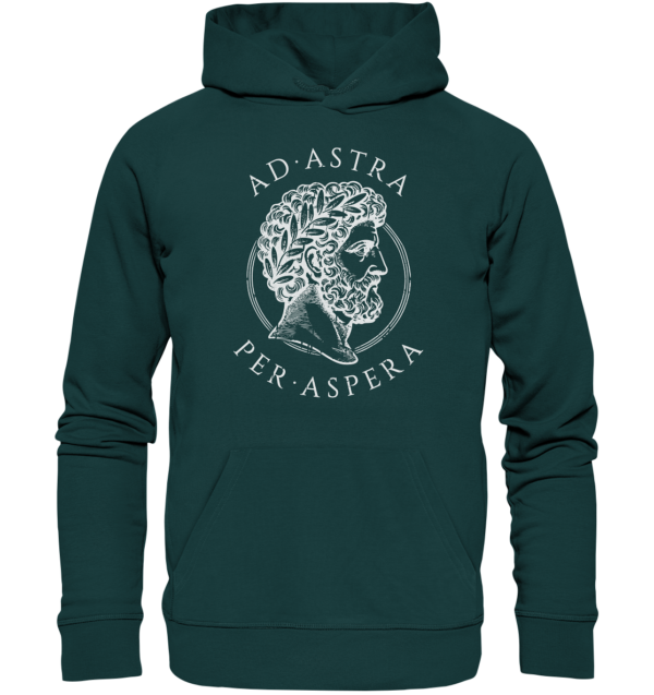 Ad Astra Per Aspera – Marcus Aurelius – White - Organic Hoodie - Image 5