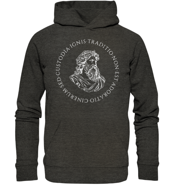 Tradition Is Not The Adoration of Ashes - Jupiter Bust - White  - Organic Hoodie - Image 3