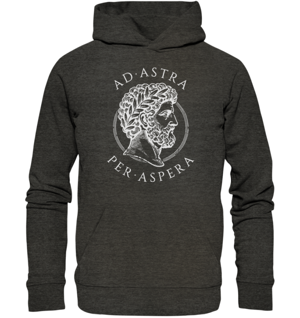 Ad Astra Per Aspera – Marcus Aurelius – White - Organic Hoodie - Image 3