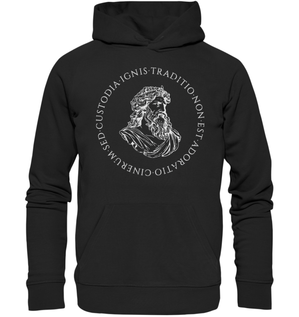 Tradition Is Not The Adoration of Ashes - Jupiter Bust - White  - Organic Hoodie