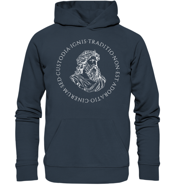 Tradition Is Not The Adoration of Ashes - Jupiter Bust - White  - Organic Hoodie - Image 6