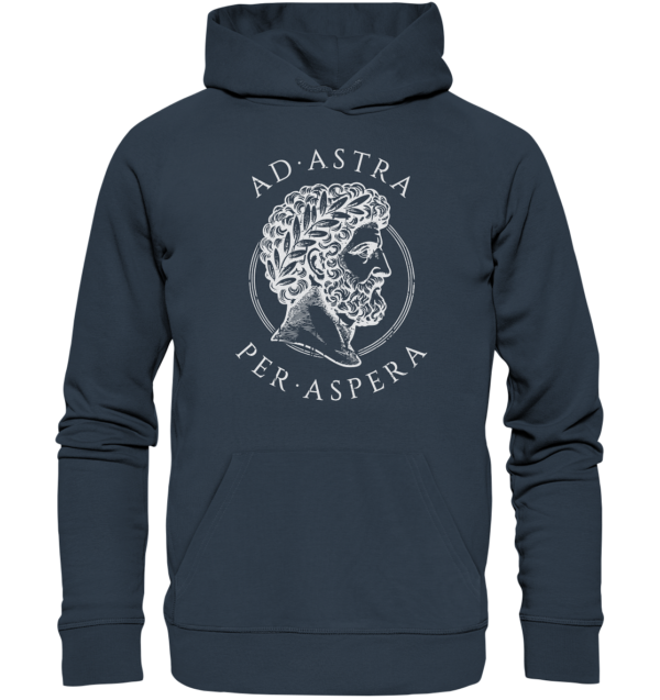 Ad Astra Per Aspera – Marcus Aurelius – White - Organic Hoodie - Image 6