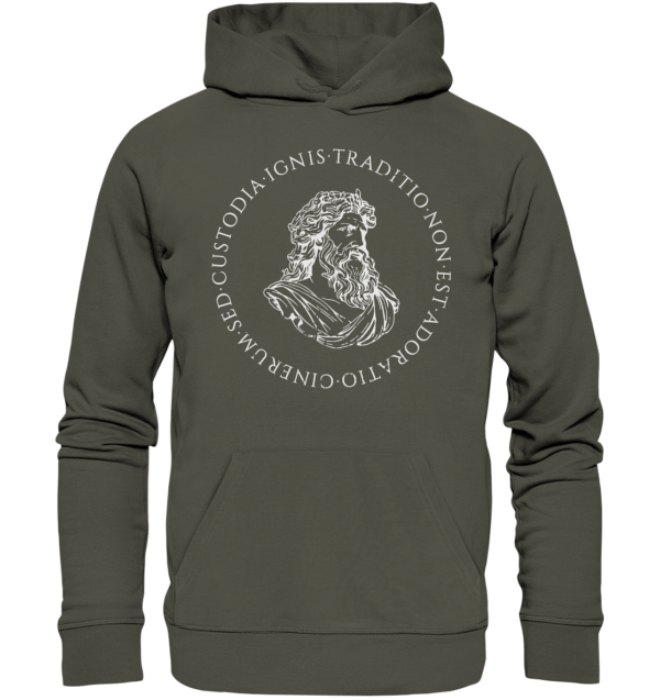 Tradition Is Not The Adoration of Ashes - Jupiter Bust - White  - Organic Hoodie - Image 7