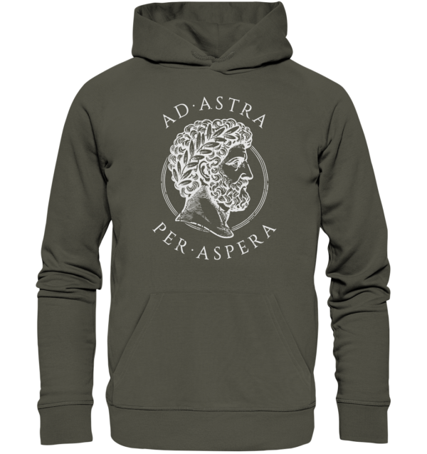 Ad Astra Per Aspera – Marcus Aurelius – White - Organic Hoodie - Image 7