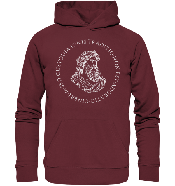 Tradition Is Not The Adoration of Ashes - Jupiter Bust - White  - Organic Hoodie - Image 2