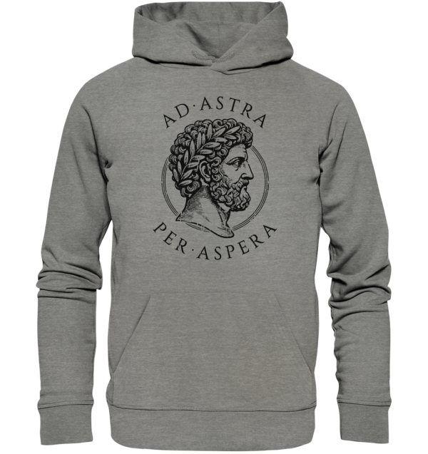 Ad Astra Per Aspera – Marcus Aurelius – Black - Organic Hoodie - Image 5