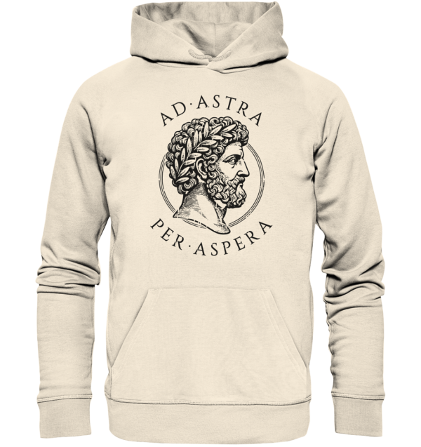 Ad Astra Per Aspera – Marcus Aurelius – Black - Organic Hoodie - Image 6