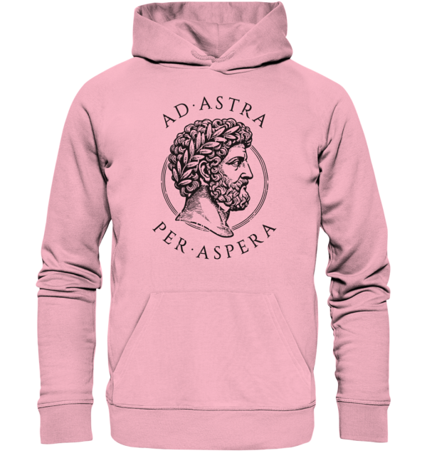 Ad Astra Per Aspera – Marcus Aurelius – Black - Organic Hoodie - Image 2