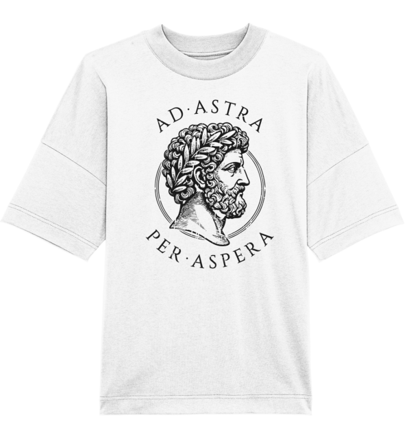 Ad Astra Per Aspera – Marcus Aurelius – Black - Organic Oversize Shirt - Image 2