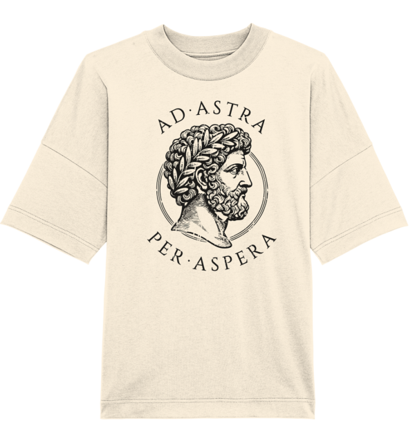 Ad Astra Per Aspera – Marcus Aurelius – Black - Organic Oversize Shirt