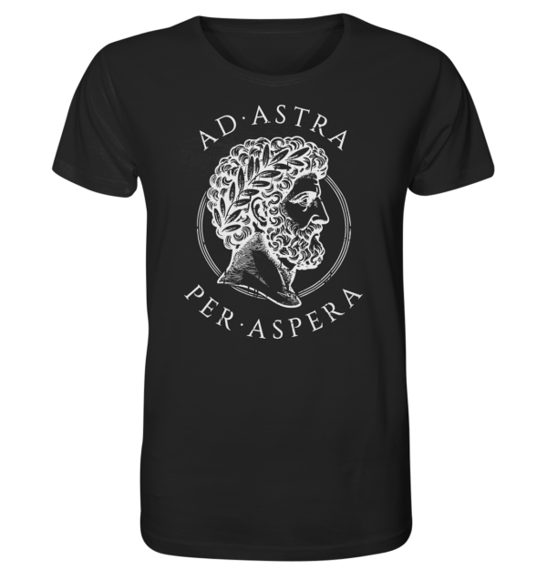 Ad Astra Per Aspera – Marcus Aurelius – White - Organic Shirt - Image 2