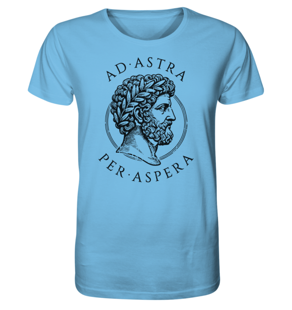 Ad Astra Per Aspera – Marcus Aurelius – Black - Organic Shirt - Image 2