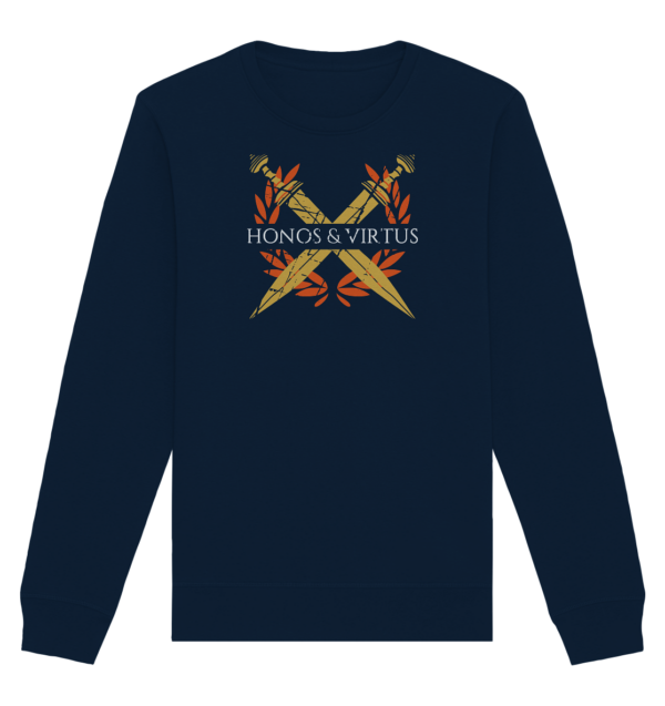 Honos & Virtus - Twin Roman Swords - Gladius - Organic Basic Unisex Sweatshirt - Image 5