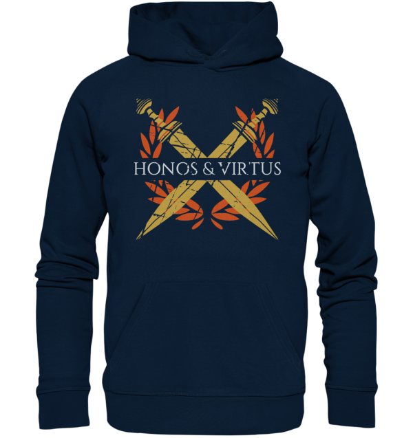 Honos & Virtus - Twin Roman Swords - Gladius - Organic Hoodie - Image 4