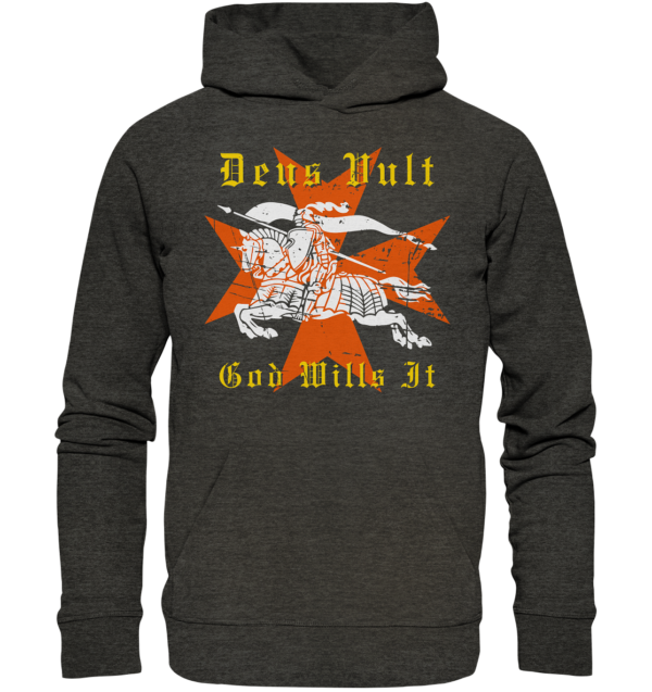 Deus Vult - Maltese Cross - Organic Hoodie - Image 3