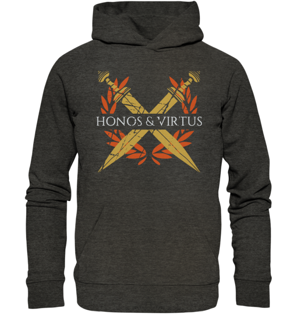 Honos & Virtus - Twin Roman Swords - Gladius - Organic Hoodie - Image 3