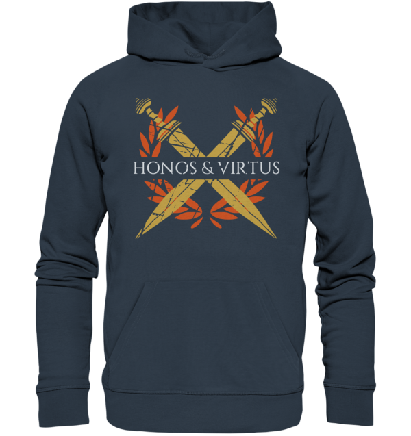 Honos & Virtus - Twin Roman Swords - Gladius - Organic Hoodie - Image 6