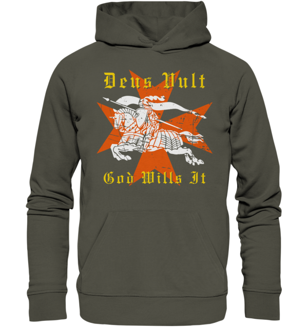 Deus Vult - Maltese Cross - Organic Hoodie - Image 7