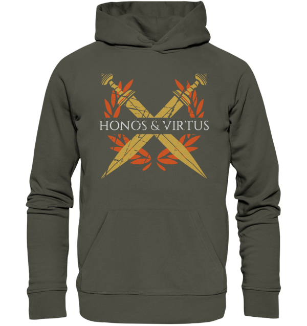 Honos & Virtus - Twin Roman Swords - Gladius - Organic Hoodie - Image 7