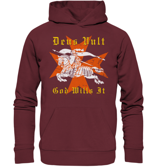 Deus Vult - Maltese Cross - Organic Hoodie - Image 2