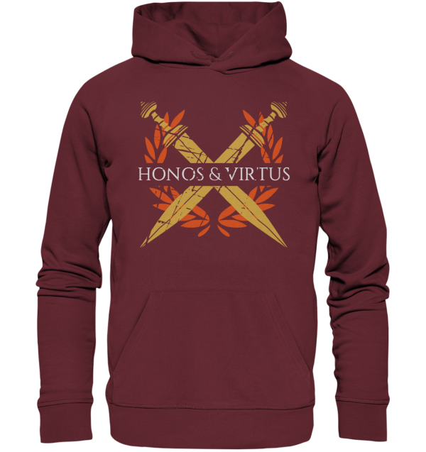 Honos & Virtus - Twin Roman Swords - Gladius - Organic Hoodie - Image 2