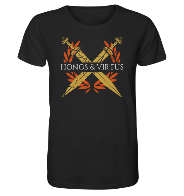 Honos & Virtus - Twin Roman Swords - Gladius - Organic Shirt - Image 2